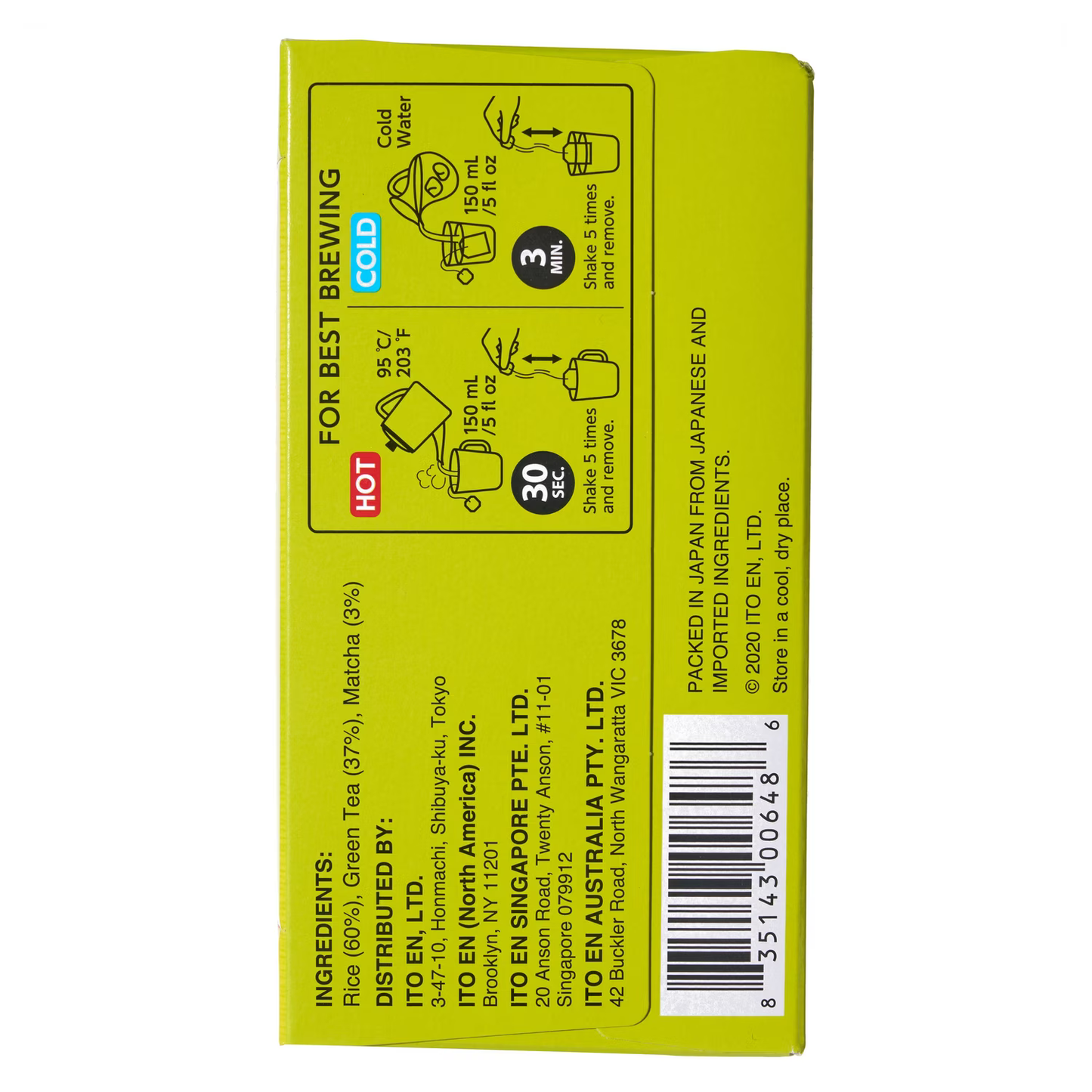 Itoen Oi Ocha Matcha Genmaicha Tea Bags 32g, 20 teabags