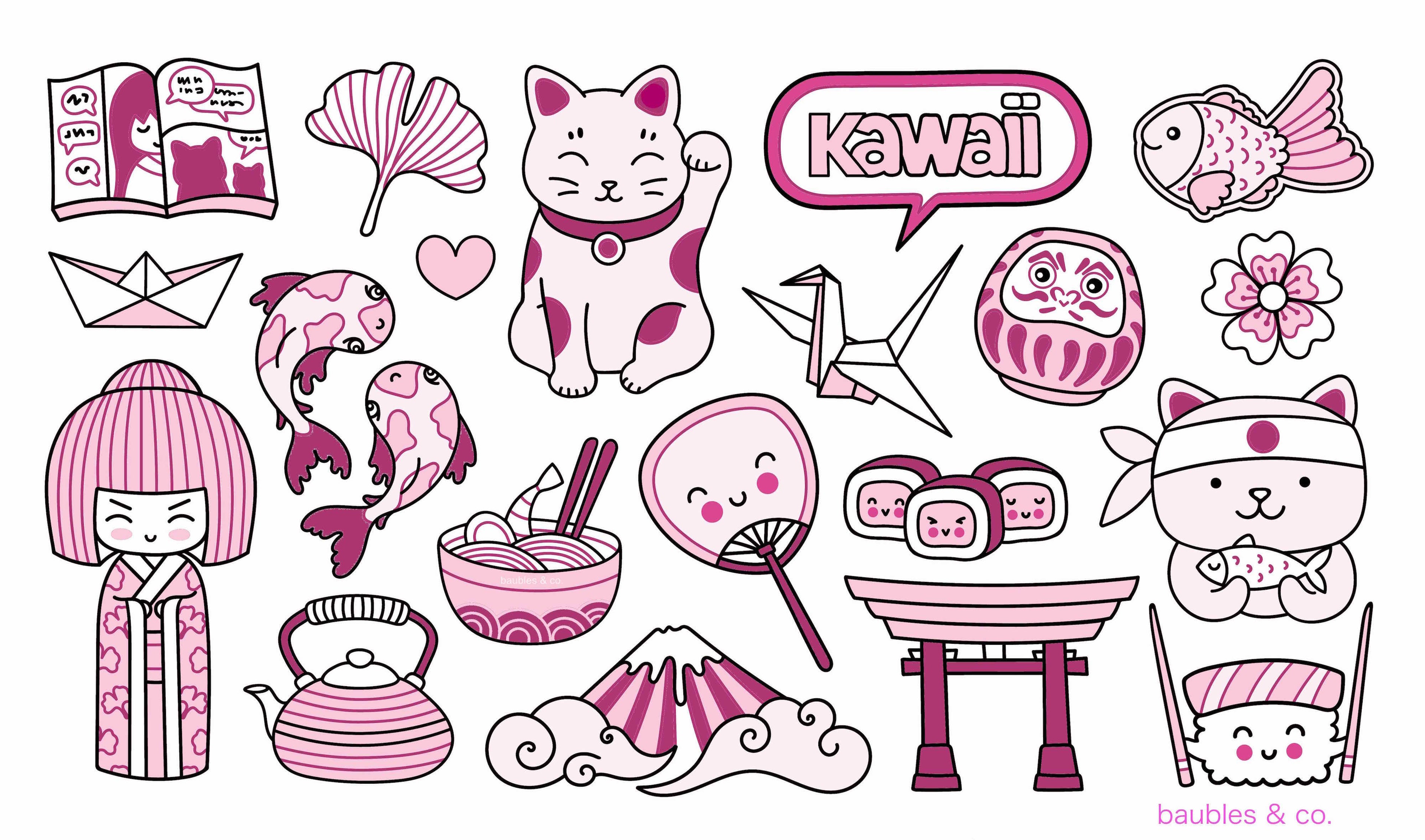 cute icons of japanese things -japansnacks.co.uk