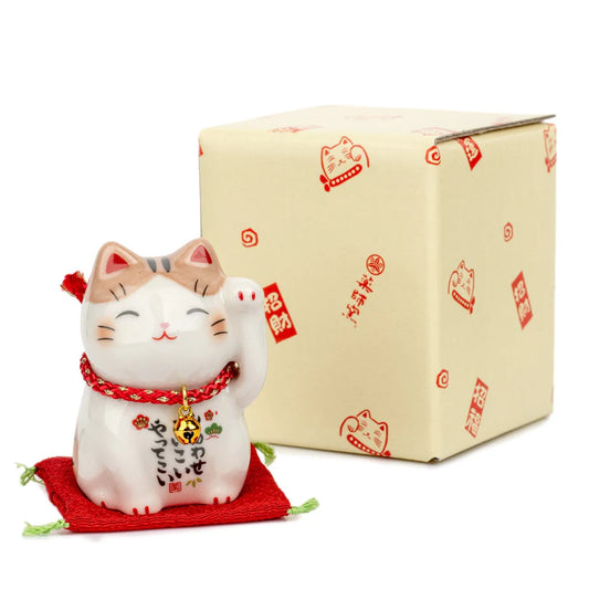 Ginger Tom Japanese Lucky Cat and Red Cushion - japansnacks.co.uk