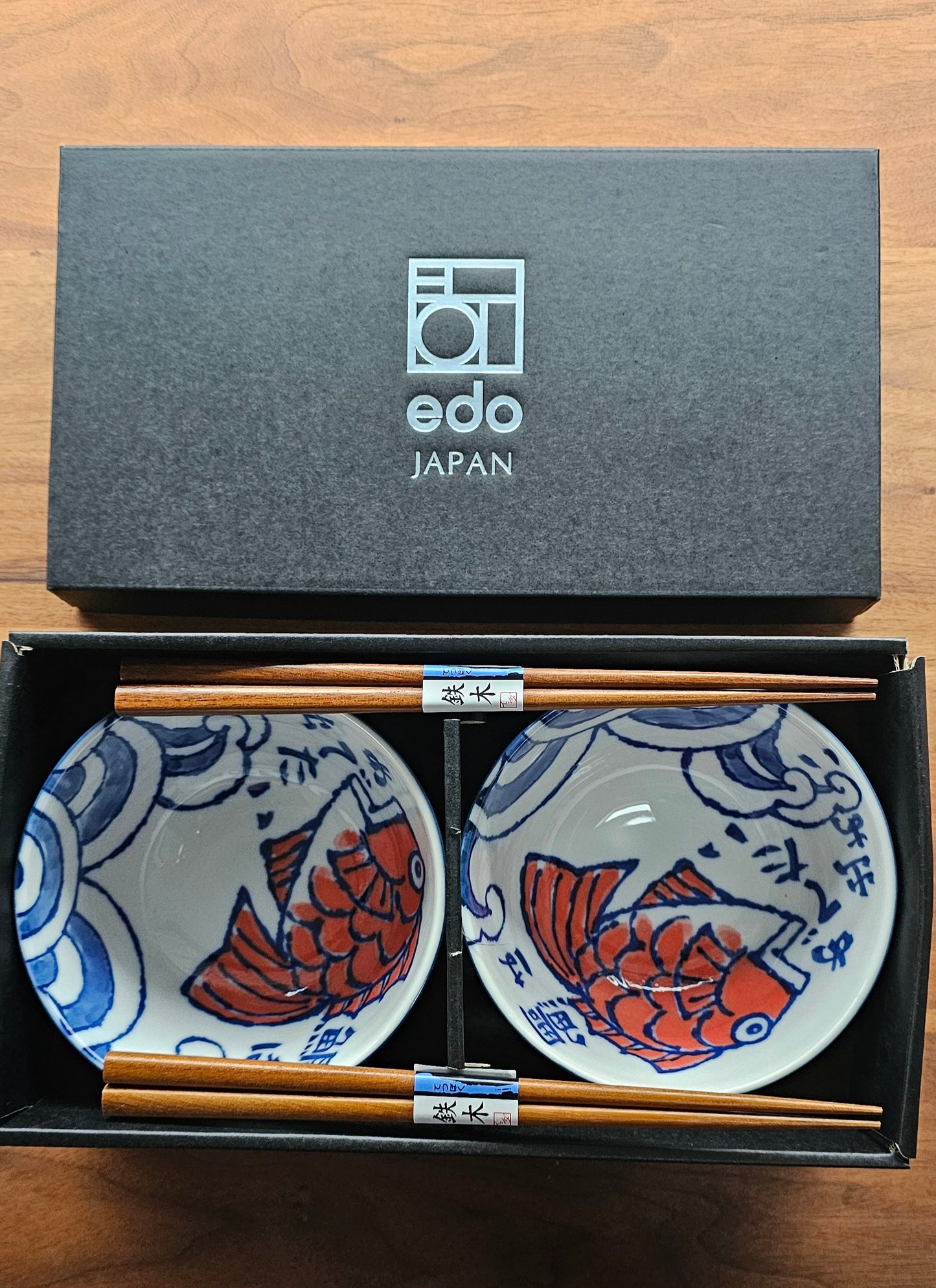 Red Fish Small Japanese Bowl Gift Set - japansnacks.co.uk