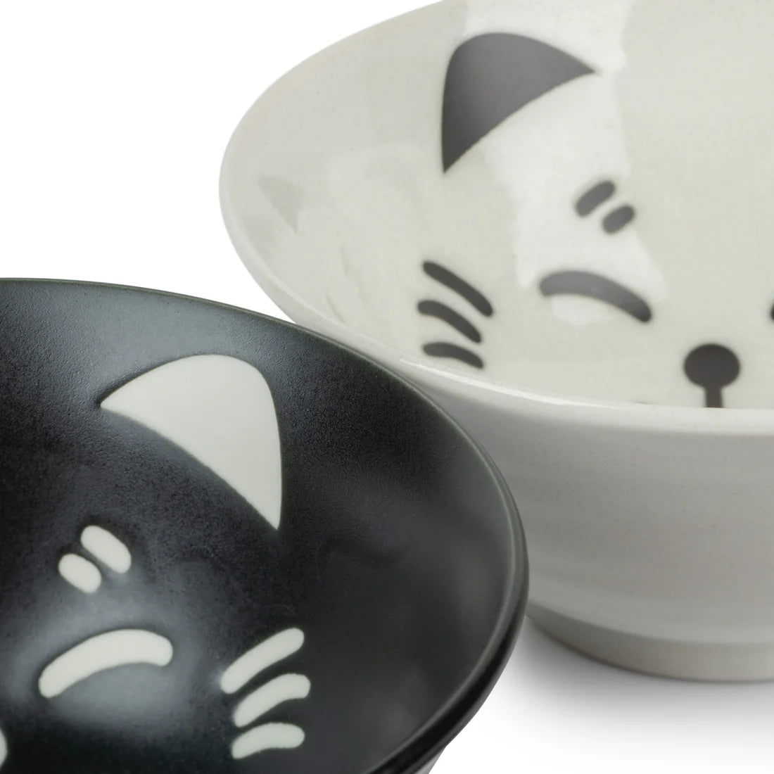 Black and White Lucky Cat Japanese Bowl Set - japansnacks.co.uk