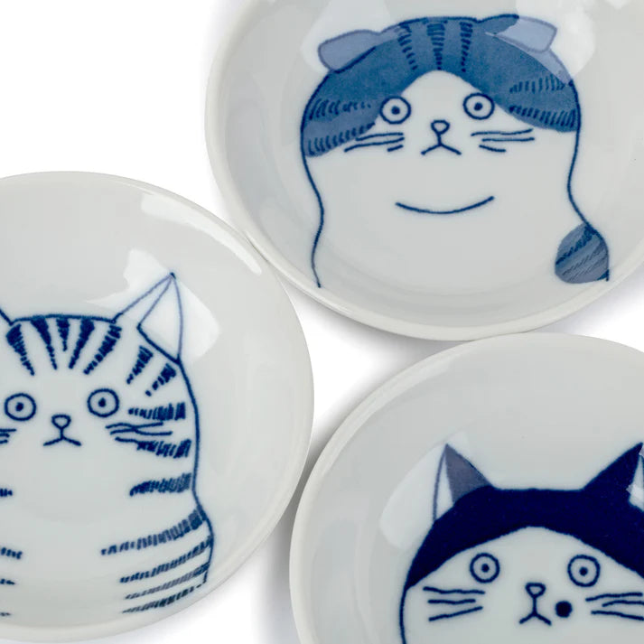 Cute 5 Lucky Cat Japanese Dish Gift Set