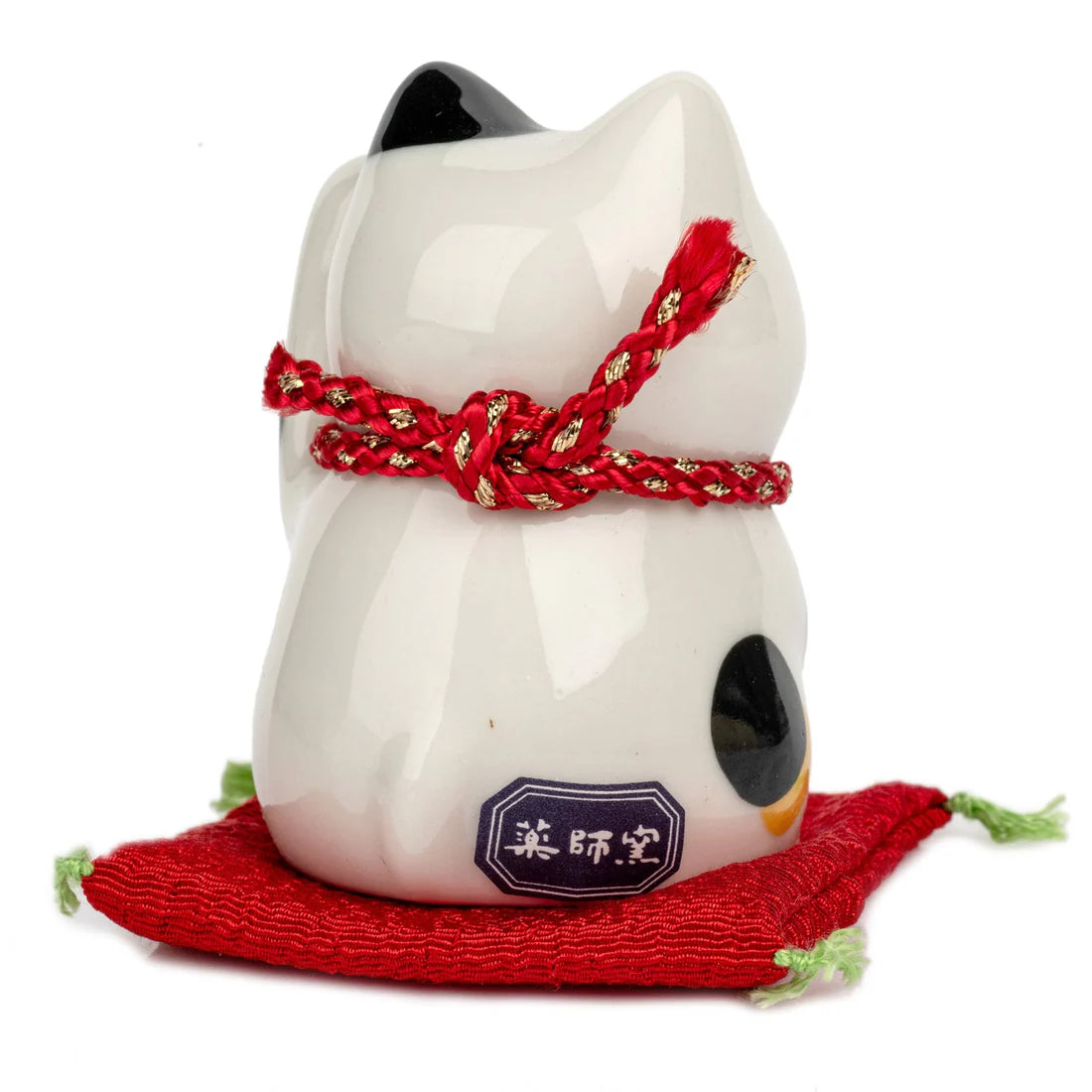 Happiness Japanese Lucky Cat and Red Cushion - japansnacks.co.uk