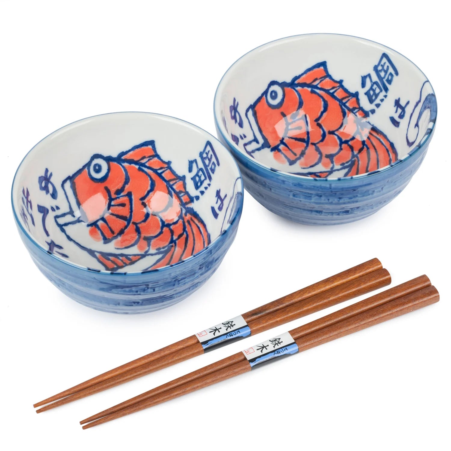 Red Fish Small Japanese Bowl Gift Set - japansnacks.co.uk